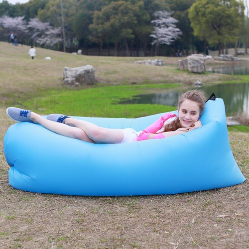Fast Inflatable Air Sleeping Bag Camping Bed Beach Hangout Bean Bags Lazy Sofa