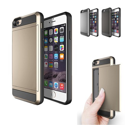 Armor Hybrid Wallet Case Cover Slide Card Slot Holder For iPhone 5/5S 6 & 6 Plus