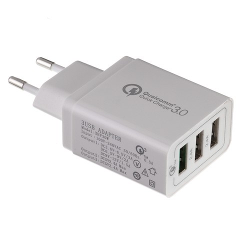 Quick Charge 3.0 30W 3 Ports USB EU Wall Charger Adapter for Smartphone Qualcomm