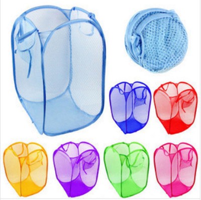 Foldable Pop Up Washing Clothes Laundry Basket Bag Bin Hamper Mesh Storage Bags