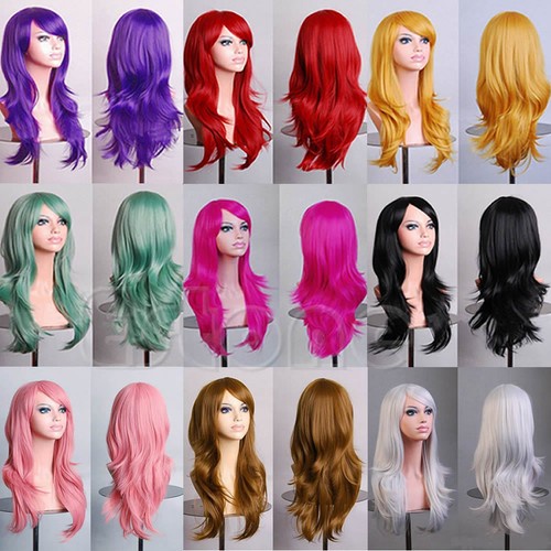 Women Long Hair Full Wig Curly Wavy Synthetic Anime Cosplay Party Sexy Wigs
