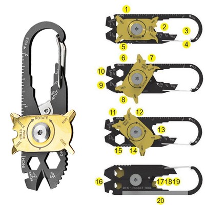 20 In 1 Stainless Steel Screwdriver Wrench Opener Keychain Pocket EDC Multi Tool