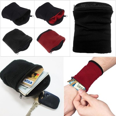 Wrist Wallet Pouch Band Fleece Zipper Running Travel Gym Cycling Safe Sport Bag