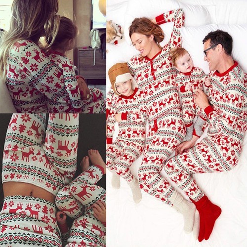 Family Matching Christmas Pajamas Set Women Baby Kids Deer Sleepwear Nightwear