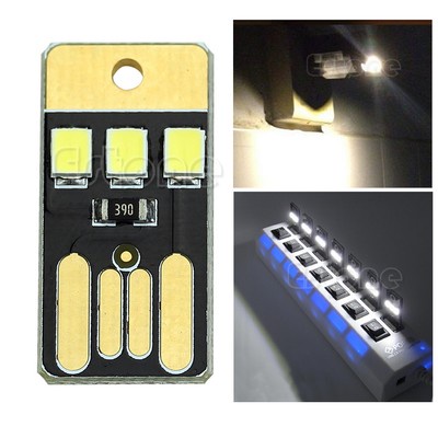 White Mini LED Night Light Pocket Card Lamp Bulb Led Keychain Portable USB Power