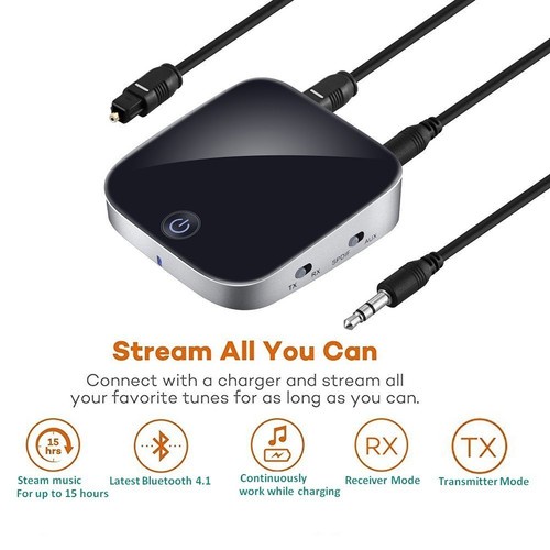 Bluetooth 4.1 Transmitter Receiver Wireless Audio Adapter Toslink SPDIF AUX Aptx