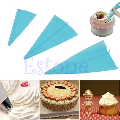 New 3 Sizes Decorating Silicone Reusable Cake Icing Piping Cream Bag DIY Tool
