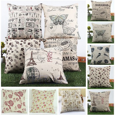 45x45cm Classic European Cotton Linen Cushion Cover Throw Pillow Case Home Decor