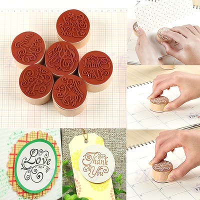 Lovely Handwriting Blessing Round Wooden Rubber Stamps Floral Choosing Words