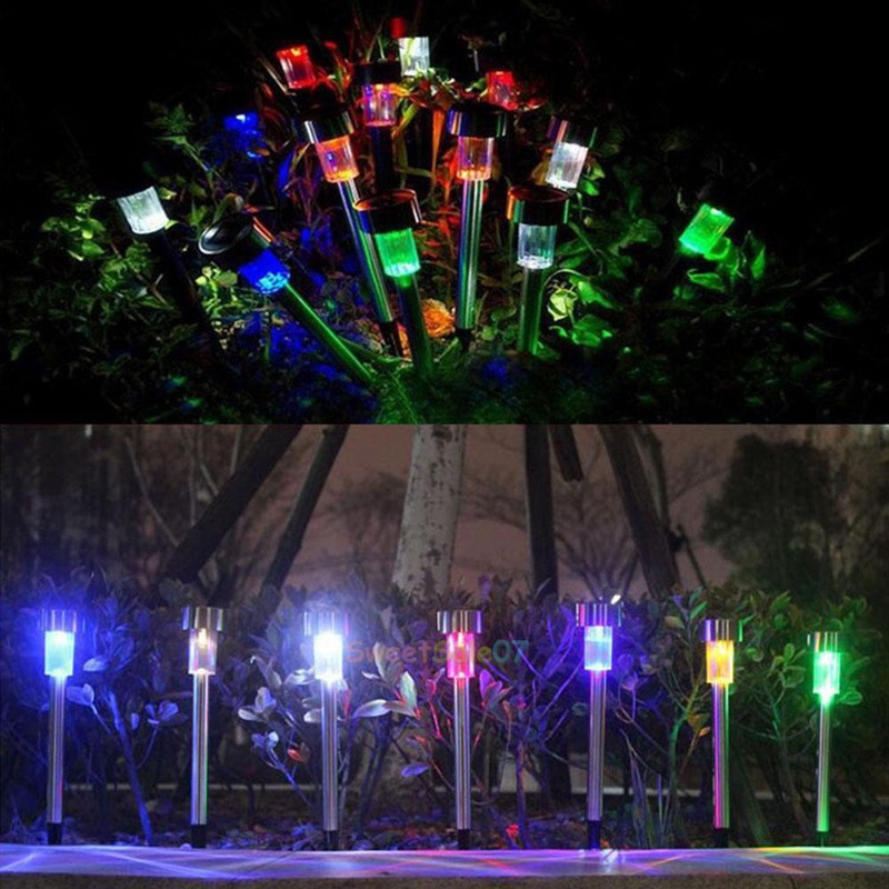 5 X Garden Solar Power Lights Outdoor LED Lamp Stainless Steel Post Lawn Path S7