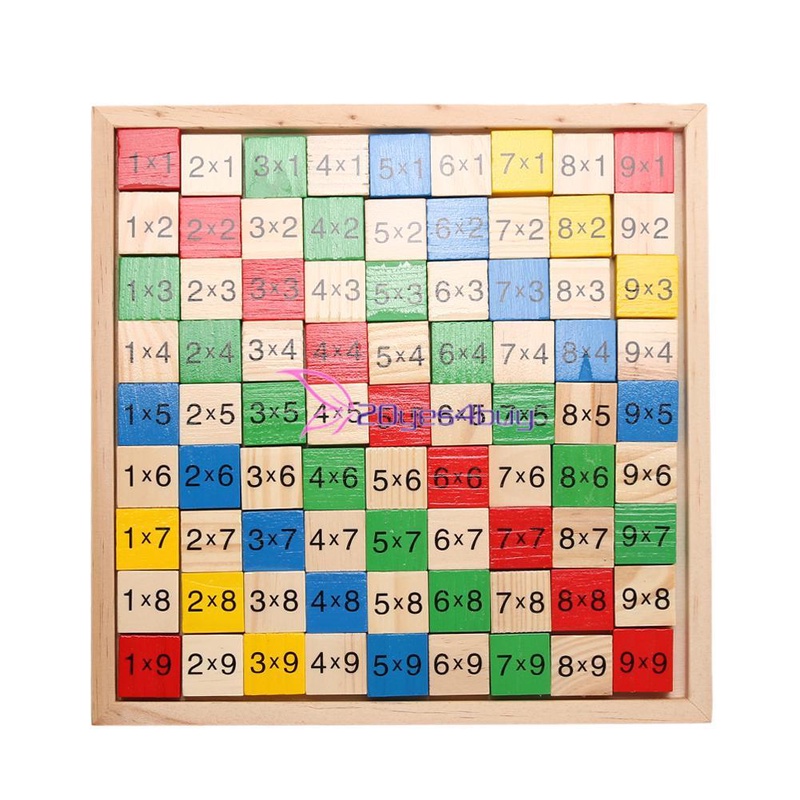 Wooden Math Dominoes Multiplication Table Bord Kid Math Teaching Educational Toy