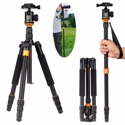 Q999S Professional Photography Portable Aluminum with Ball Head Tripod Monopod