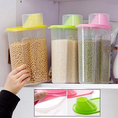 1.8/2.5L Cereal Grain Bean Kitchen Food Plastic Container Box Storage Box