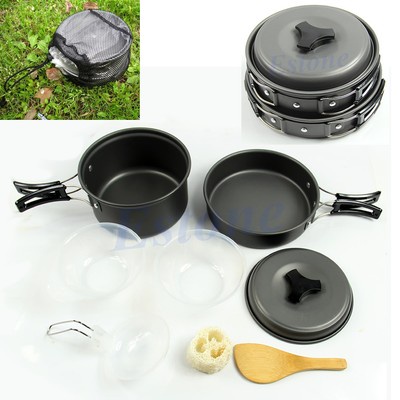 8PCS Outdoor Camping Hiking Cookware Backpacking Cooking Picnic Bowl Pot Special