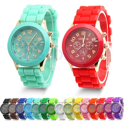 Colorful Unisex Geneva Silicone Jelly Gel Quartz Analog Sports Wrist Watch New