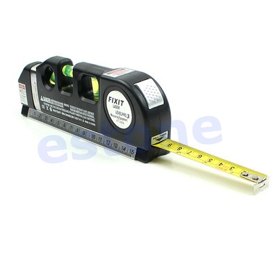 Multipurpose Level Laser Horizon Vertical Measure Tape Aligner Bubbles Ruler 8FT