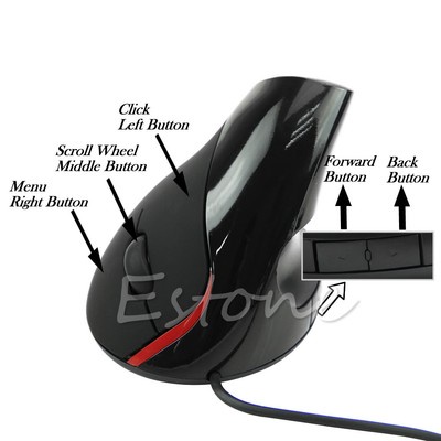 Vertical USB Optical Mouse Ergonomic Design Wrist Healing For Computer PC Laptop