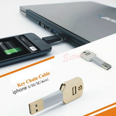 Mini Key Chain Ring USB Charger Data Sync Adapter Cable For Samsung S3 S4 HTC
