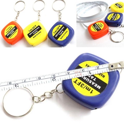 Mini Keychain Key Ring Easy Retractable Steel Tape Measure Pull Ruler 1m SE