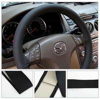 DIY Leather Car Auto Steering Wheel Cover With Needles and Thread Black  SI