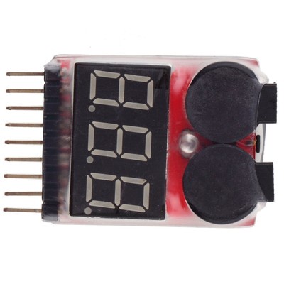 NEW RC Lipo Battery Low Voltage Alarm 1S-8S Buzzer Indicator Checker Tester LED