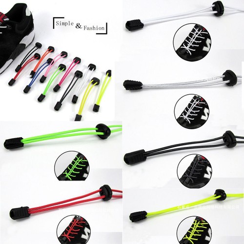 1Pair Elastic No Tie Locking Shoelaces Trainer Running Athletic Sneaks Shoelaces