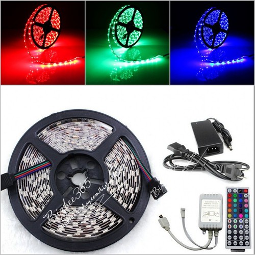 300 LED 5M 5050 RGB SMD Light Strip Lamp+44Key IR Remote+12V 5A Power Supply