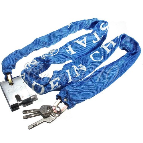 Heavy Duty Motorbike Motorcycle Bicycle Chain Pad Lock Mountain Road Safety Blue