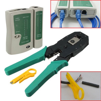RJ45 RJ11 RJ12 CAT5 LAN Network Tool Kit Cable Tester Crimp Crimper Plier Set
