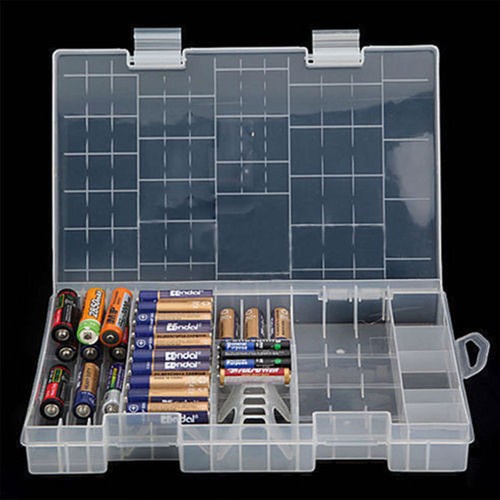 Box D C Case Battery 39 Grids Plastic 9V Hard AAA AA Holder Organizer Storage