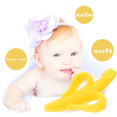 Silicon Banana Bendable Baby Teether Training Toothbrush Toddler Infant Massager
