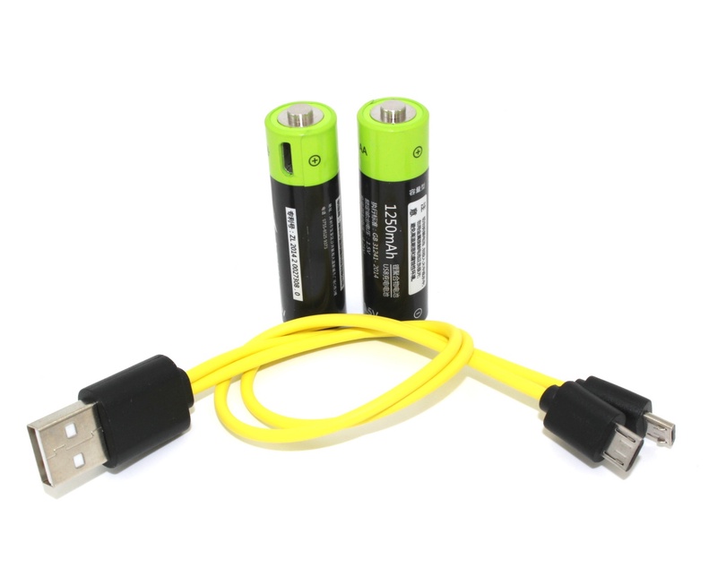 2pcs ZNTER 1.5v 1250mah AA li-po rechargeable USB battery + cable Set