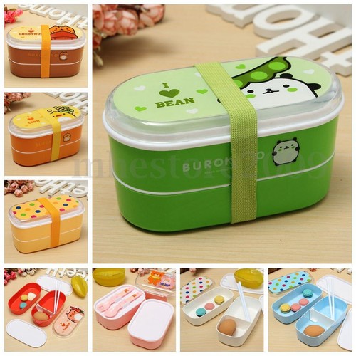 Student Cartoon Lunch Box Food Container Storage Portable Bento Box Chopsticks