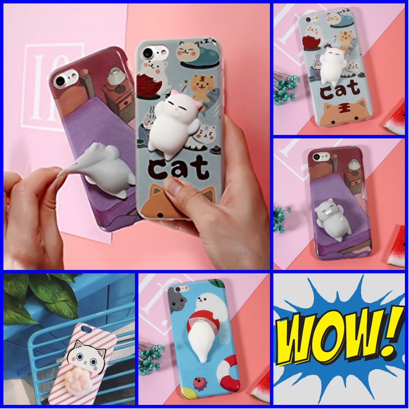 Hot SELL 2017 Cute 3D Soft Silicone Squishy TPU Cat Case Phone for iPhone