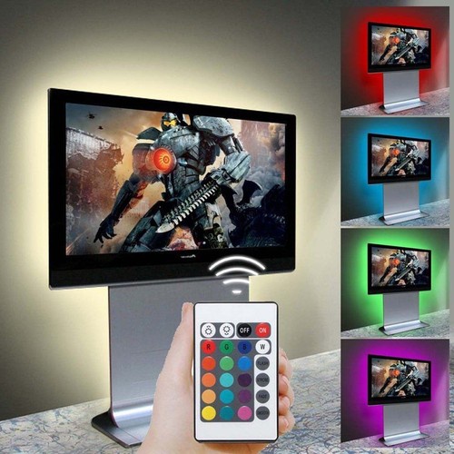 5V 5050 60SMD/M RGB LED Strip Light Bar TV Back Lighting Kit + Remote Control QE