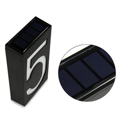 6 LED Solar Powered House Address Number Street Road Doorplate Wall Light Lamp