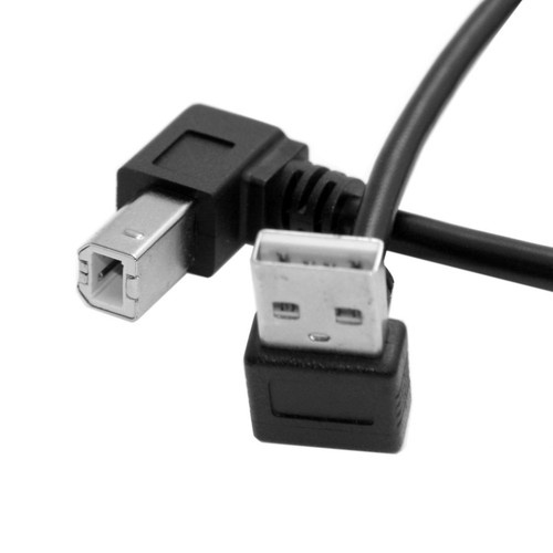 Down Angled USB 2.0 A Male to B Male Up Angled 90 Degree Printer Scanner Cable