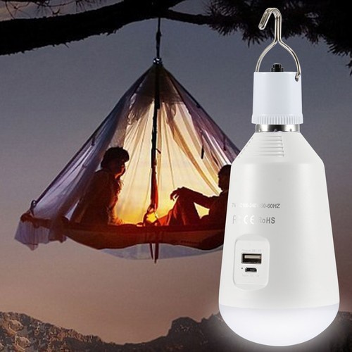E27 7W 14LED 560LM Solar Panel Power Rechargeable Lamp Emergency Light Bulb NEW
