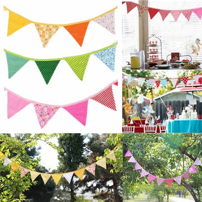 9ft  Dots Floral Plaid Birthday Party Pennant Flag Banner Bunting Decoration