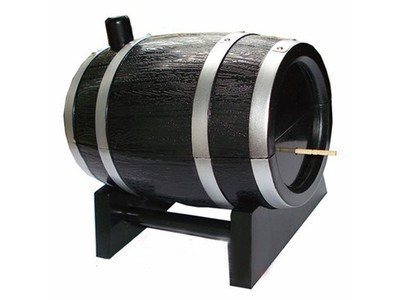 Creative Oak Wine Barrel Shaped Automatic Toothpick Box Holder Home Restaurant