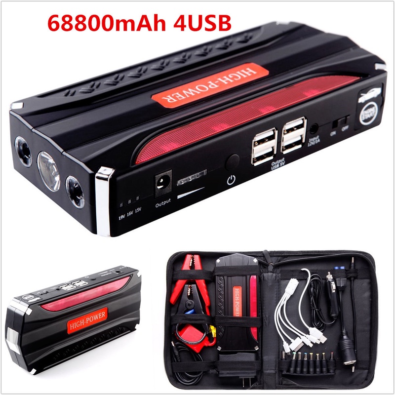 12V Portable 68800mAh 4USB Car Jump Starter Battery Charger Power Bank Booster