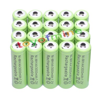20x AA 1.2V 3000mAh Ni-MH rechargeable battery 2A cell /RC Green