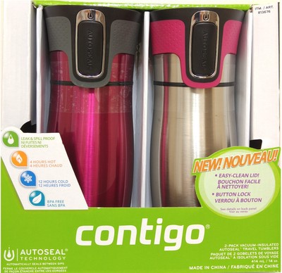 Contigo, 2-Pack, Vacuum-Insulated, AutoSeal Tehnology, Travel Mug, Watter bottle
