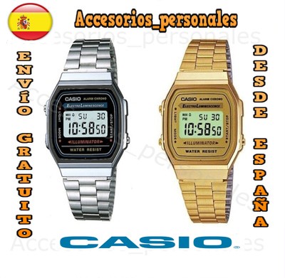 RELOJ PULSERA CASIO DORADO PLATEADO F-91W RETRO DIGITAL ALARMA CRONOMETRO