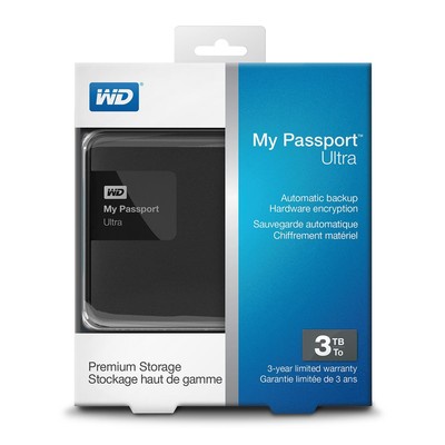 New WD My Passport Ultra 3TB USB 3.0 Portable External Hard Drive Classic Black