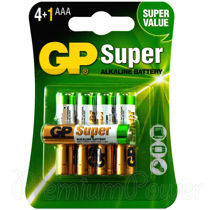 5 x GP Alkaline Super AAA batteries HR03 LR03 MN2400 24A EXP:2024 Pack of 5