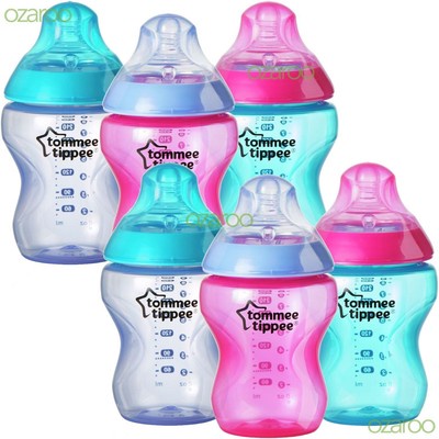 6 x Tommee Tippee Colour My World 260ml Decorated Baby Girl Feeding Bottles Pink