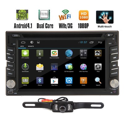 Capacitive Android 4.2 Double 2Din Car DVD Player Stereo GPS Bluetooth WiFi 3G