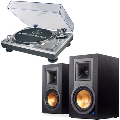 Klipsch R-15PM Powered Bluetooth Speakers & Audio-Technica ATLP120USB Turntable