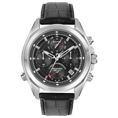 Bulova Precisionist Men's 96B259 Quartz Chronograph Leather Strap 44.5mm Watch
